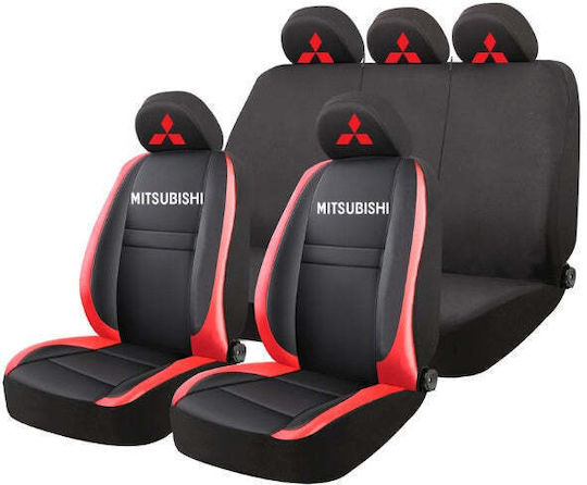 Universal Seat Cover Set Hlx5 Compatible Mitsubishi – Black Red