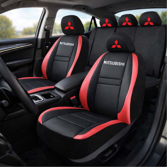 Universal Seat Cover Set Hlx5 Compatible Mitsubishi – Black Red