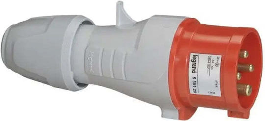 Ip44 Plug 3p+e 16a 380/415v Legrand Grey Red