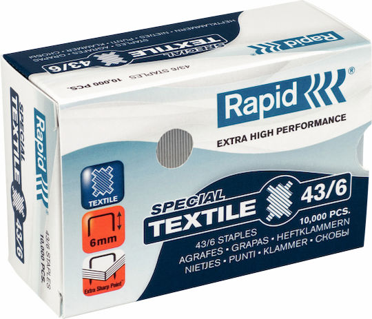 Rapid Скоби Rapid 43/8g Текстил 10000 Бр Кутия Rapid Classic K1 Текстилен Телбод