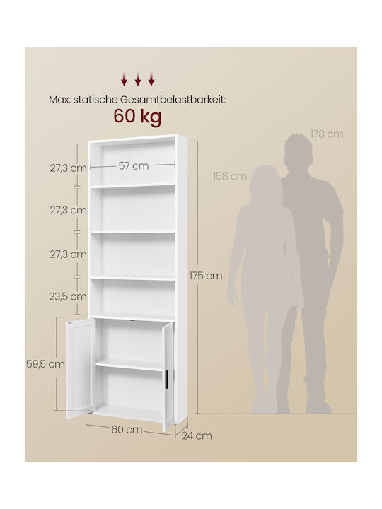 Βιβλιοθήκη Λευκή 60x24x175εκ.