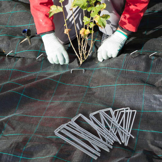 Set 50 Agrotextile Fixing Nails Zola U-shaped Galvanized Steel 2.2 X 40 X 100 Mm Silver