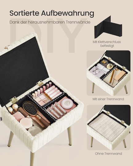 Metallischer Fußhocker Mit Stauraum Beige Weiß 30x40x50cm
