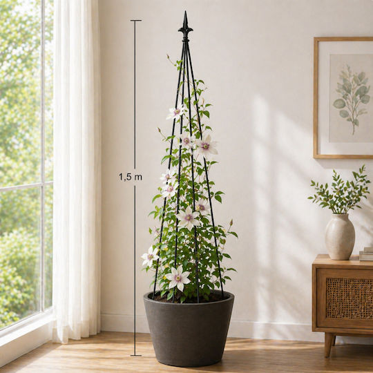 Suport Metalic Pentru Flori Cățărare Plantă Zola Oțel 150 Cm Negru