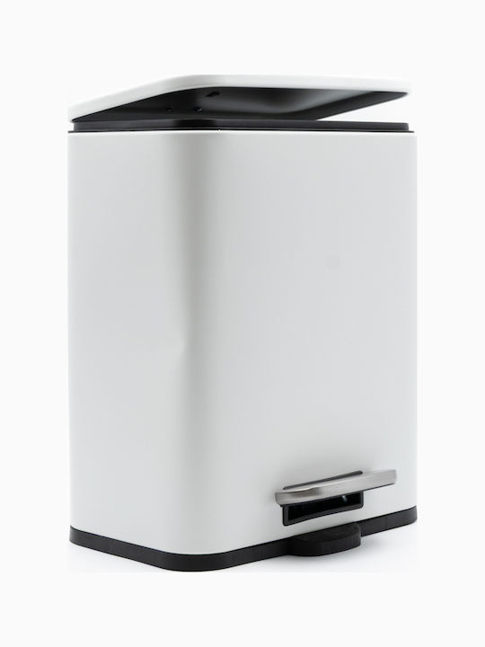 TnS Hotel Cubic Metallic Bathroom Brush and Trash Can Set Soft Close 5l White