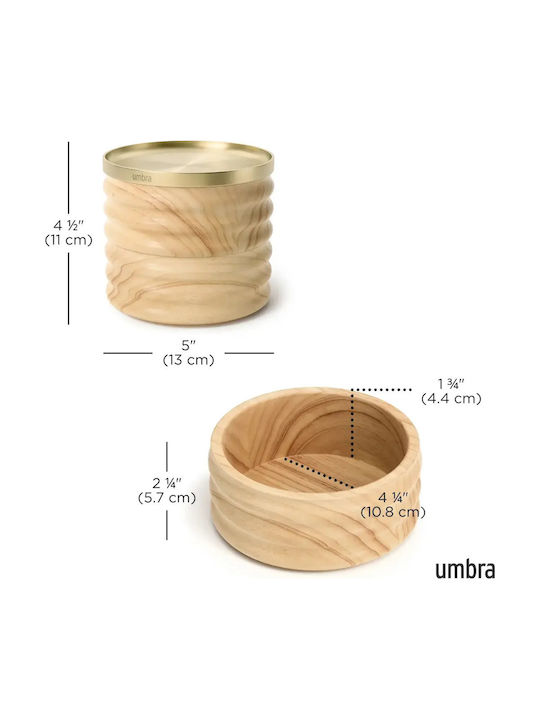 Umbra Сет Дървен Златен Диск За Бижута 13x13см