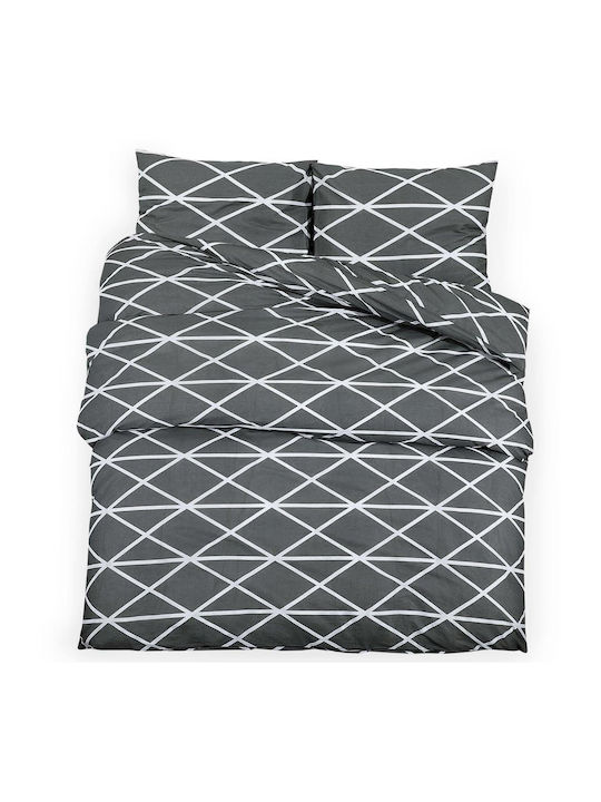vidaXL Duvet Cover Set Cotton Queen with 2 Pillowcases 240x220 Grey