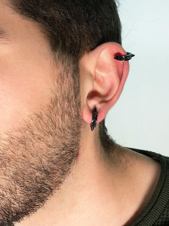 Theodora's Jewellery Men's Black Steel Hoop Earrings with Clip Jt-E7310-Black