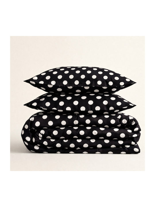 My Home Luxury Duvet Cover Set Cotton Satin Queen with 2 Pillowcases 230x250 Black