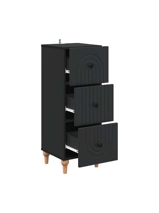 vidaXL Kommode Schlafzimmer aus Holz & Metall Schwarz 33x34.5x90cm