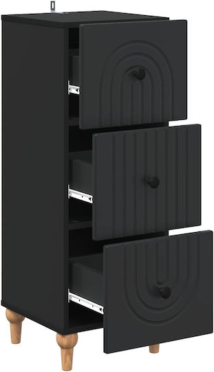 Chest of Drawers Bedroom Wood & Metal Black 33x34.5x90cm