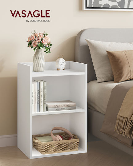 Bedside Table Wooden White 40x30x60cm