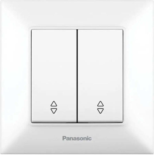 Panasonic Χωνευτός Διακόπτης Τοίχου Διπλός Λευκός