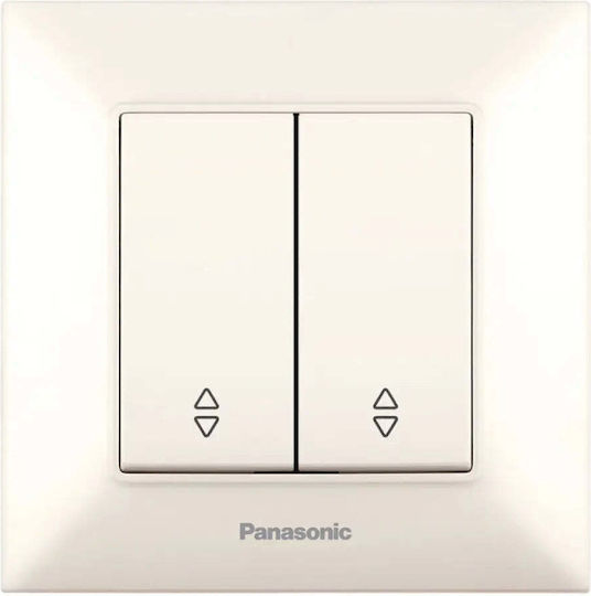 Panasonic Χωνευτός Διακόπτης Τοίχου Διπλός Εκρού