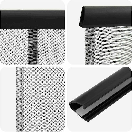 vidaXL Fixed Door Mosquito Net Made of Black Polyester With Frame
