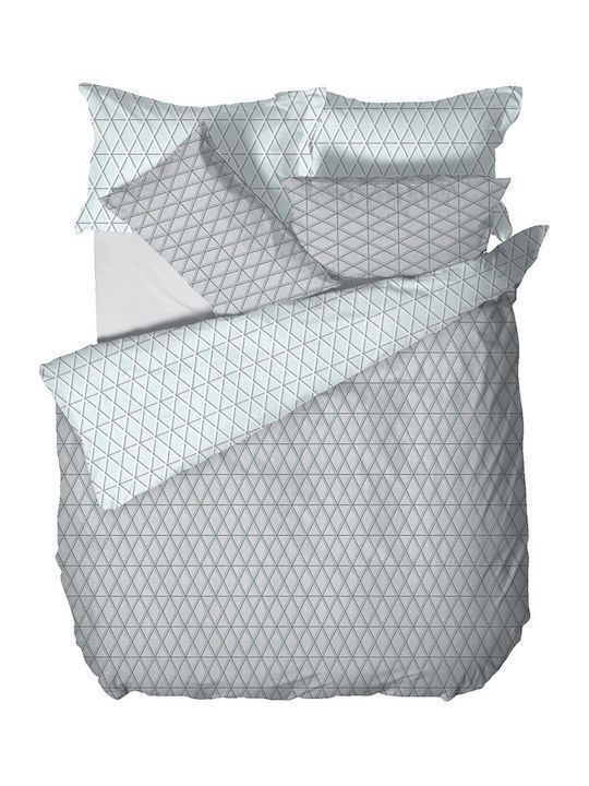 Viokarpet Bettbezug-Set Baumwolle Übergröße mit 2 Kissenbezügen 225x245 Pablona 924 Grey