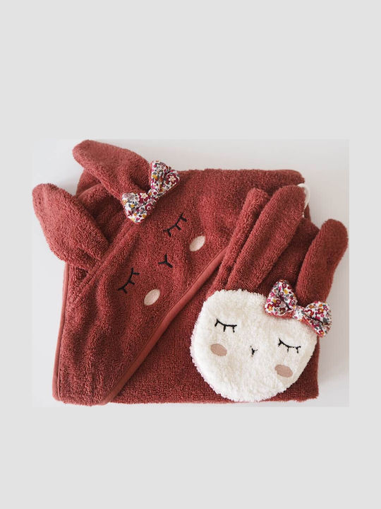 Alouette Baby Bath Towel Hooded Red 80x80cm