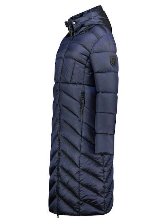 Langes Damenjacke Für Winter Marineblau