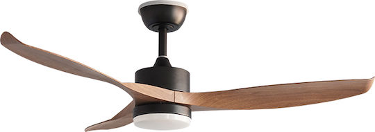 Life Veranda Ανεμιστήρας Οροφής 132cm με Φως Καφέ / Μαύρος