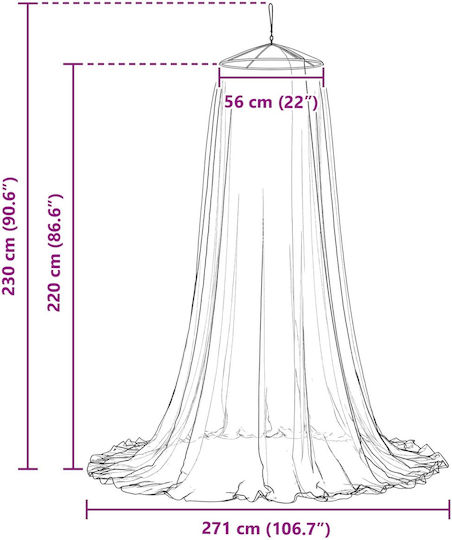vidaXL Cradle Mosquito Net Made of White Tulle 56x220cm
