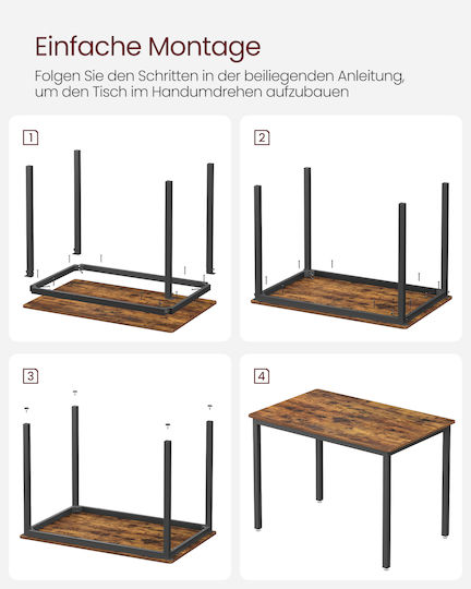 Metallischer Esszimmertisch Braun-Schwarz 70x110x77cm