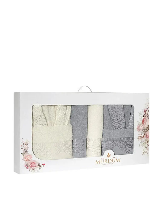 SteweHome Bademäntel Set 10 Stück Design Frauen & Männer Weiß Grau