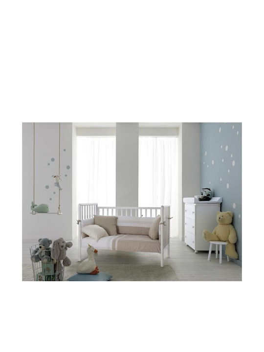 Pali Căsuță Pentru Bebeluși Flippy Albă cu Saltea 64x126cm