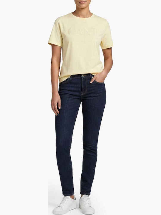 Women's Cotton Blouse with Spaghetti Straps Checked Yellow