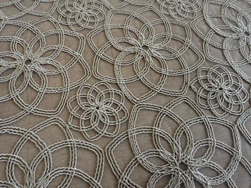 Linea Home Checkered Tablecloth With Lace Set Misty Beige 100x100cm