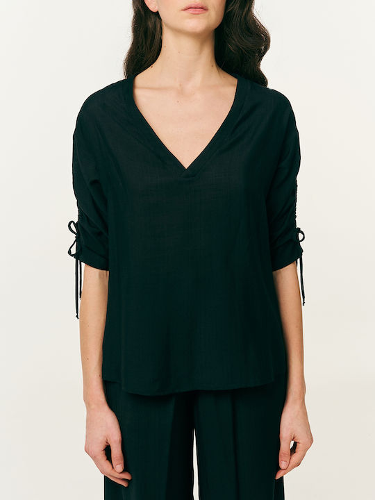 Women's Blouse with 3/4 Sleeve Black