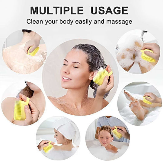 Silicone Bath Brush Shower Gel Container Yellow