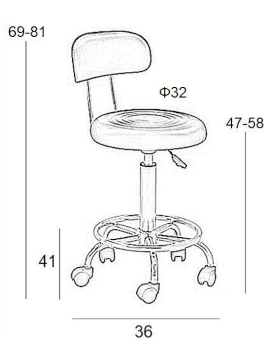 Σκαμπό Γραφείου με Πλάτη Bar72 Μαύρα 2τμχ 36x41x81cm