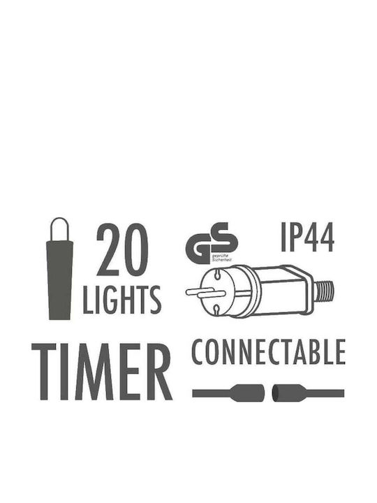 Progarden Wasserdichte Lichterkette Beleuchtung LED IP44 14,5m mit 20 Lampen Warm Weiß