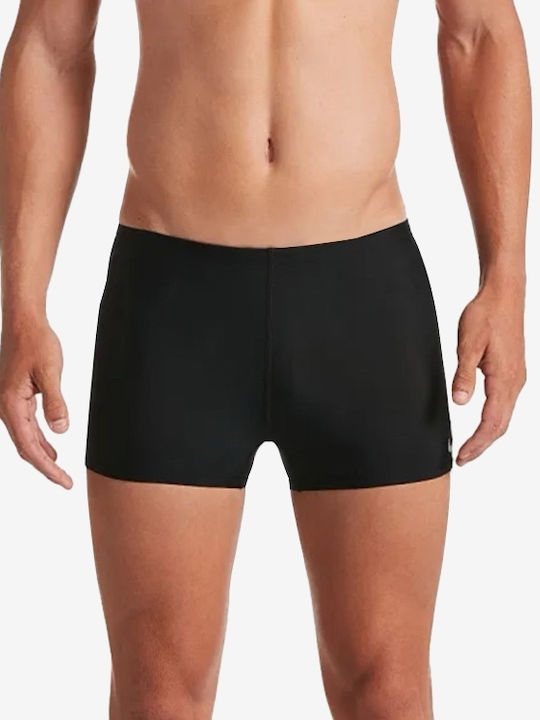 Solid Squareleg Swim Boxers Men's Swimwear Shorts Black