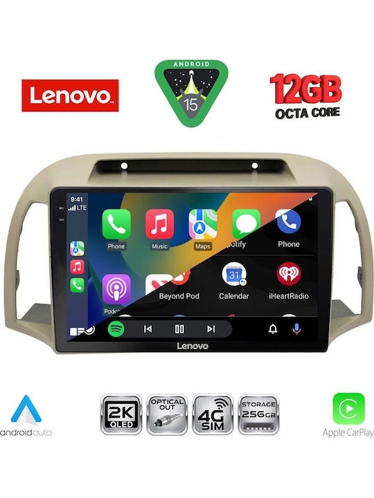 Lenovo Car Audio System for Nissan Micra 2002-2010 Bluetooth USB WiFi GPS Apple CarPlay Android Auto with 9" Touch Screen
