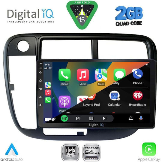 Digital IQ Car Audio System for Honda Civic 1995-2001 with Clima (Bluetooth/USB/WiFi/GPS/Apple-Carplay/Android-Auto) with Touch Screen 9"