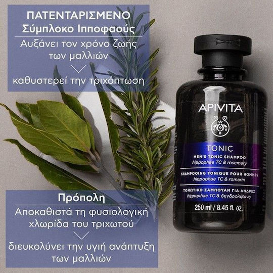 Apivita Men's Tonic Hippophae TC & Rosemary Σαμπουάν κατά της Τριχόπτωσης για Όλους τους Τύπους Μαλλιών 75ml
