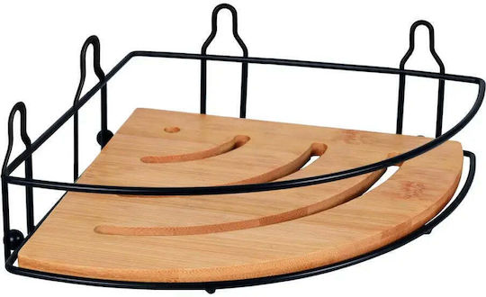 Bisk Corner Wall Mounted Bathroom Shelf Bamboo Black