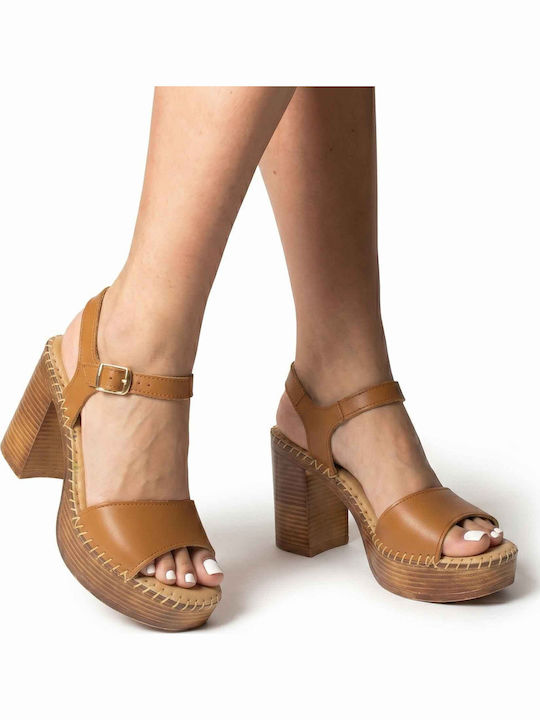 Deri Frauen Anatomisch Flache Sandalen Tabac Braun