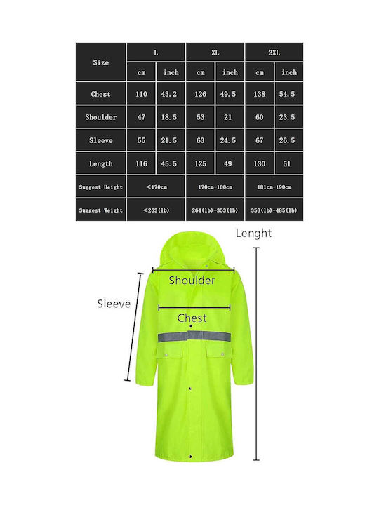 Jachetă Impermeabilă Cu Glugă Și Benzi Reflectorizante XL