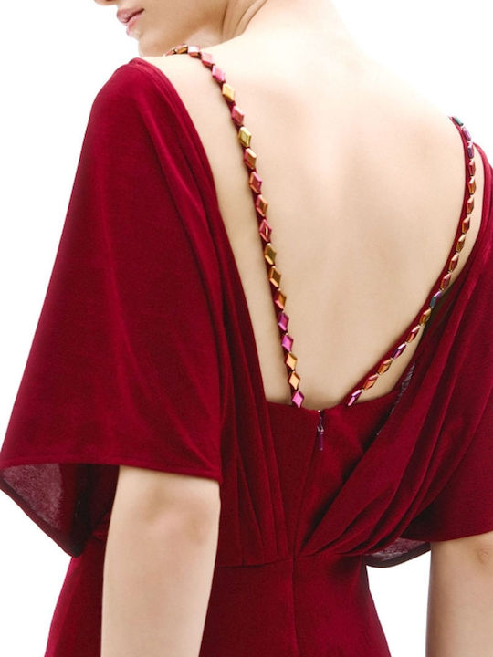 Maxi Abendkleid Samt Burgunder A4784 Wein