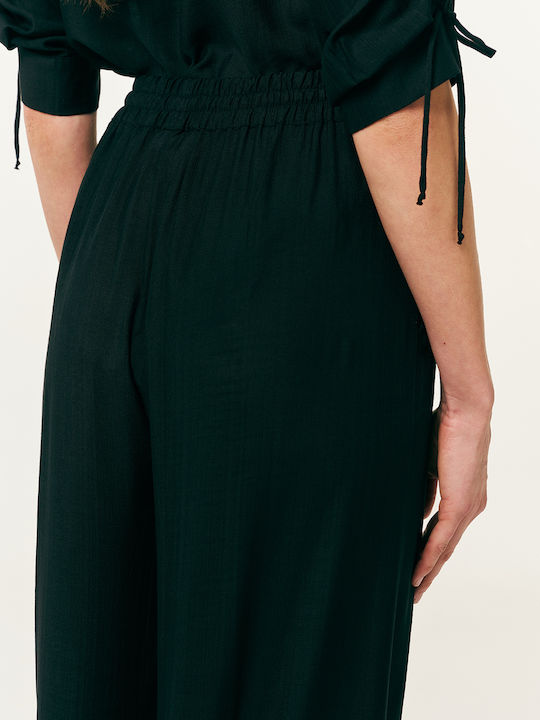 Damen Stoffhose mit Gummiband Schwarz