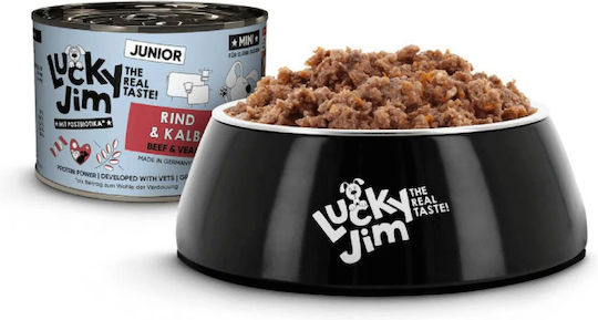 Lucky Jim Υγρή Τροφή για Κουτάβια με Βοδινό, Μοσχάρι, Σολομό και Καρότο 200gr