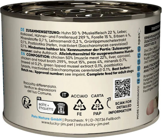 Lucky Jim Hrana Umedă Pentru Câini Cu Pui 200gr