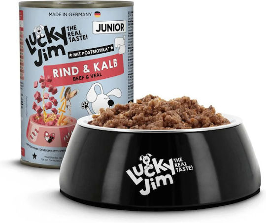 Lucky Jim Υγρή Τροφή για Κουτάβια με Βοδινό, Μοσχάρι, Σολομό, Κρέας, Πατσά, Συκώτι και Καρότο 6x400gr