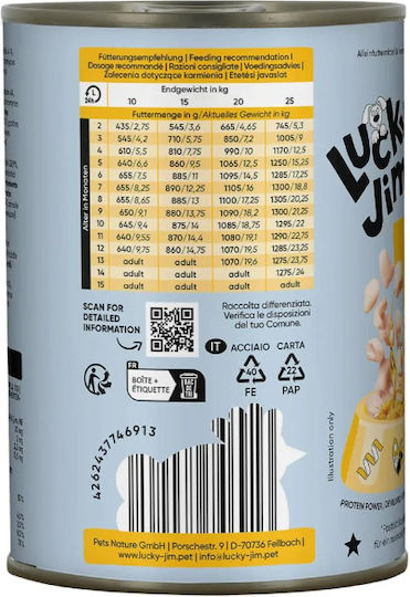 Lucky Jim Wet Dog Food for Puppies with Chicken Salmon and Pumpkin 6x400g