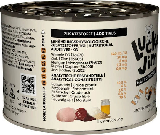 Lucky Jim Υγρή Τροφή Σκύλων με Κοτόπουλο, Συκώτι και Ρύζι 200gr
