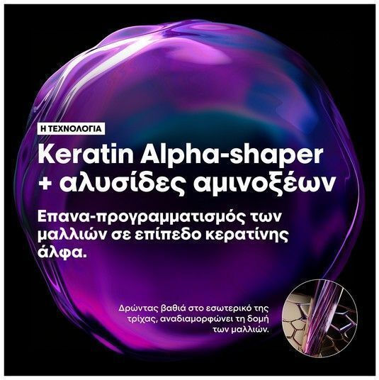 L'Oréal Professionnel Keratin Alpha Sleek Шампоан Възстановяване и Подхранване и Обем за Непокорна Коса 500ml