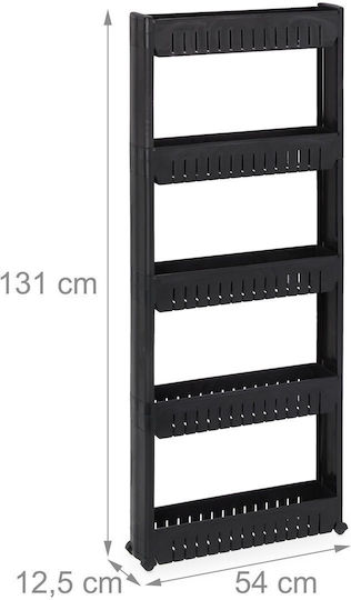 Relaxdays Επιδαπέδια Ραφιέρα Μπάνιου Πλαστική 131x12.5x54cm Μαύρη