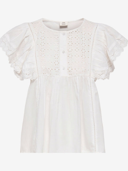 Short Sleeve Women's Cotton Shirt White